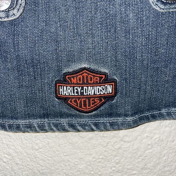 Harley Davidson Jean Vest Biker Patches Trucker - Picture 8 of 9